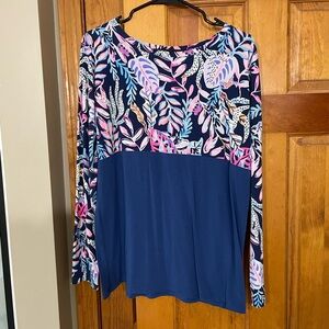 Lilly Pulitzer Graphic Long Sleeve Tee Pink and Blue